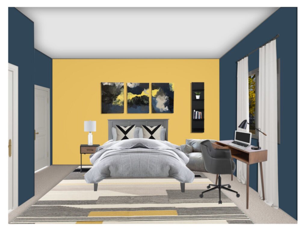 blue and yellow boys room
